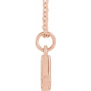 14K Rose Gold Petite Pavé®.03 CTW Natural Diamond Numeral 4 16-18" Necklace