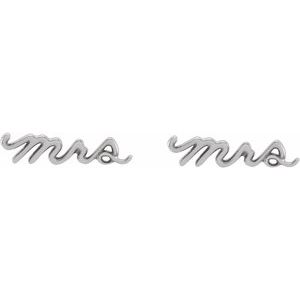 14K White Gold Mrs Earrings