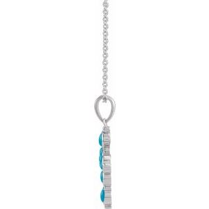 Platinum Natural Turquoise Cross 16-18" Necklace