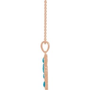 14K Rose Gold Natural Turquoise Cross 16-18" Necklace