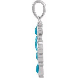 Platinum Natural Turquoise Cross Pendant