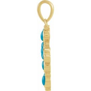 14K Yellow Gold Natural Turquoise Cross Pendant