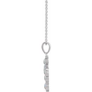 14K White Gold Natural White Ethiopian Opal Cross 16-18" Necklace