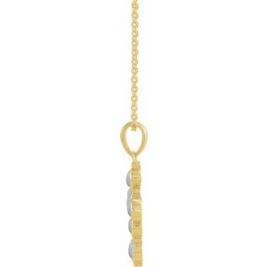 14K Yellow Gold Natural White Ethiopian Opal Cross 16-18" Necklace