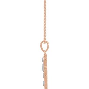 14K Rose Gold Natural White Ethiopian Opal Cross 16-18" Necklace