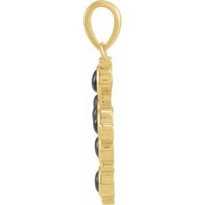 14K Yellow Gold Natural Black Onyx Cross Pendant