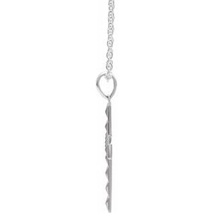 Platinum Pyramid Cross 20" Necklace