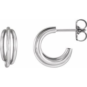 14K White Gold Left 12 mm Hoop Earrings