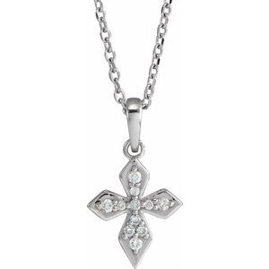 Platinum .05 CTW Natural Diamond Petite Cross Pendant
