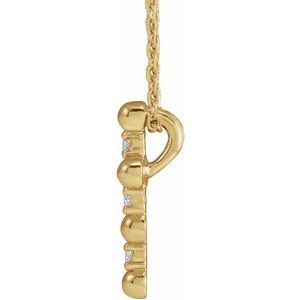 14K Yellow Gold .07 CTW Natural Diamond Beaded Cross 16-18" Necklace