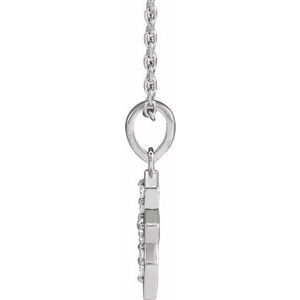 14K White Gold .05 CTW Natural Diamond Petite Cross 16-18" Necklace