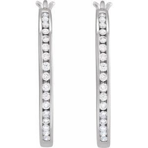 14K White Gold 1/2 CTW Natural Diamond Hoop Earrings