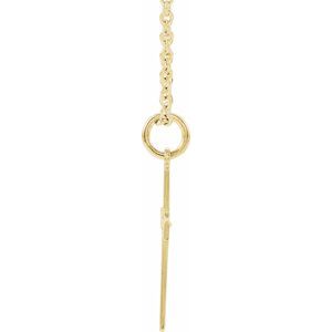 14K Yellow Gold .0075 CT Natural Diamond Youth Cross 15" Necklace