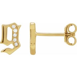 14K Yellow Gold .02 CTW Natural Diamond Gothic Initial G Earring