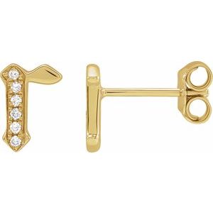 14K Yellow Gold .03 CTW Natural Diamond Gothic Initial R Earring