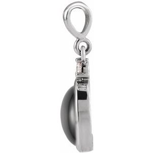 Platinum 10x8 mm Natural Black Onyx & .03 CT Natural Diamond Cabochon Pendant