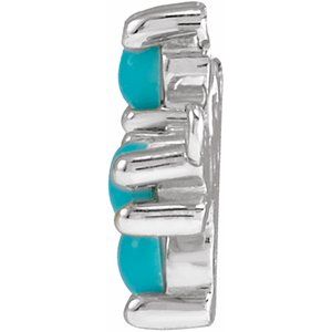 14K White Gold Natural Turquoise Sideways Cross Necklace Center