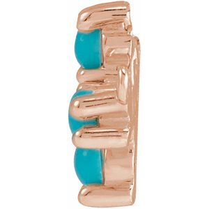14K Rose Gold Natural Turquoise Sideways Cross Necklace Center