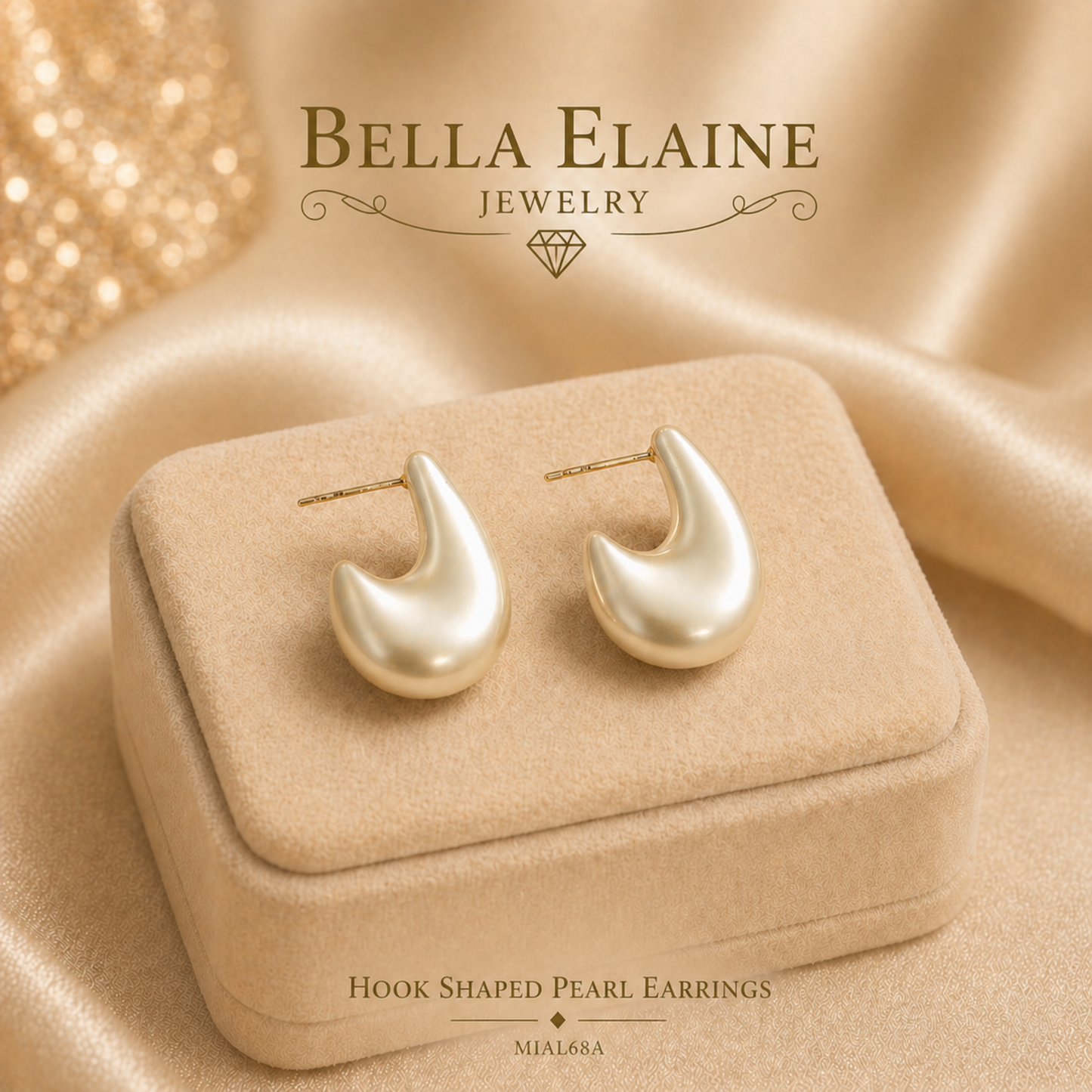 Hook Shaped Pearl Textured Earrings