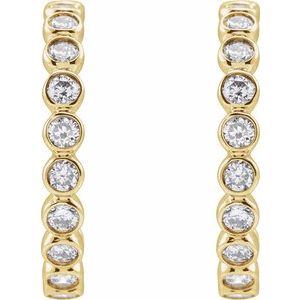 14K Yellow Gold 3/8 CTW Lab-Grown Diamond 14 mm Hoop Earrings