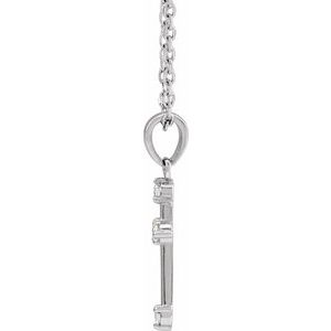 Sterling Silver .07 CTW Natural Diamond Cross 16-18" Necklace