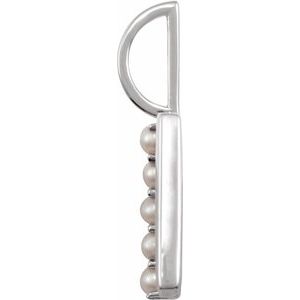 14K White Gold Cultured White Freshwater Pearl Initial X Charm/Pendant
