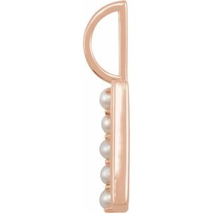 14K Rose Gold Cultured White Freshwater Pearl Initial L Charm/Pendant