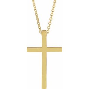 14K Yellow Gold 21.7x13.5 mm Cross 18" Necklace