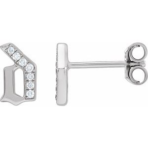 14K White Gold .03 CTW Natural Diamond Gothic Initial D Earring