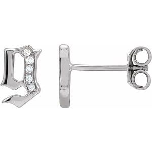 14K White Gold .02 CTW Natural Diamond Gothic Initial G Earring