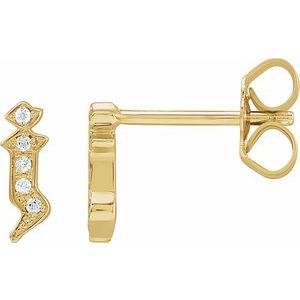 14K Yellow Gold .025 CTW Natural Diamond Gothic Initial J Earring