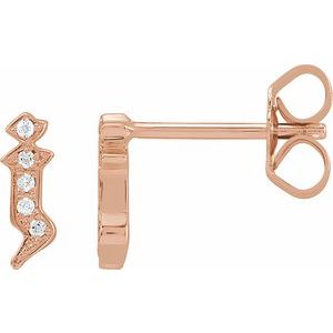 14K Rose Gold .025 CTW Natural Diamond Gothic Initial J Earring