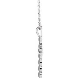 14K White Gold Heart Cross 16-18" Necklace