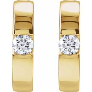 14K Yellow Gold 1/3 CTW Natural Diamond 15 mm Hinged Huggie Hoop Earrings
