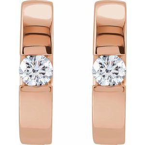 14K Rose Gold 1/4 CTW Lab-Grown Diamond Hinged Huggie Earrings