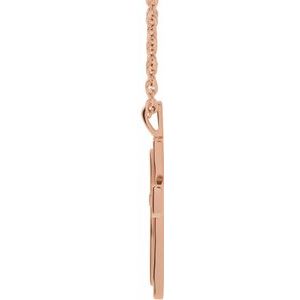 14K Rose Gold Textured Cross 18" Necklace