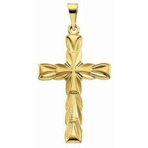 18K Yellow Gold 29x19.5 mm Cross Pendant