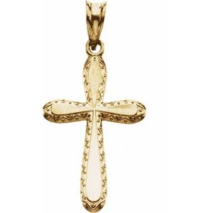 14K Yellow Gold 26x14 mm Sculptural Cross Pendant