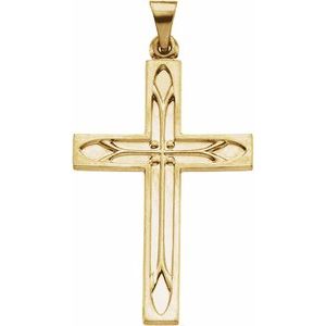 14K Yellow Gold 36.5x23 mm Cross Pendant