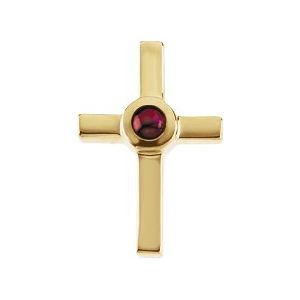 14K Yellow Gold Natural Ruby Cross Pendant