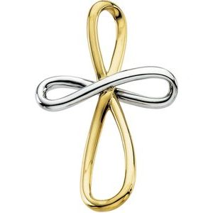 14K Yellow/White Gold Infinity-Inspired Cross Pendant