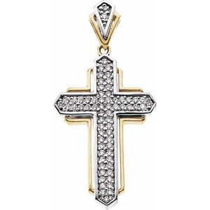 14K White/Yellow Gold 5/8 CTW Natural Diamond Cross Pendant