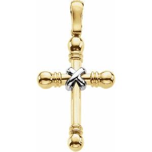 14K Yellow/White Gold 41.5x22.25 mm Cross Pendant