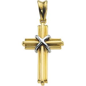 14K Yellow/White Gold 26.25x17.75 mm Cross Pendant