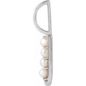 14K White Gold Cultured White Freshwater Pearl Initial J Charm/Pendant