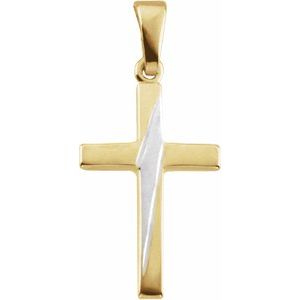 14K Yellow/White Gold 18.5x12 mm Cross Pendant
