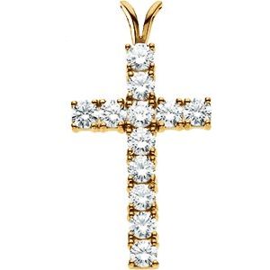 14K Yellow Gold 1 1/4 CTW Lab-Grown Diamond Cross Pendant