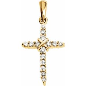 14K White Gold 1/5 CTW Natural Diamond Cross Pendant