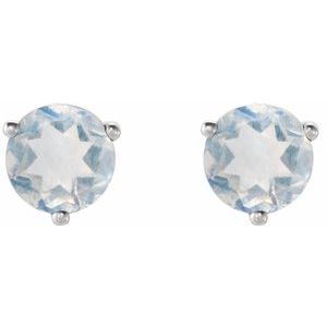 Platinum Natural Blue Sheen Moonstone Earrings