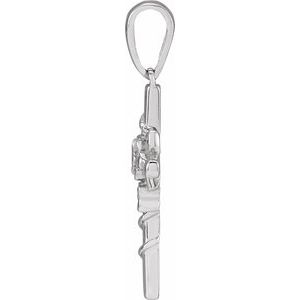 Platinum Floral Cross Pendant